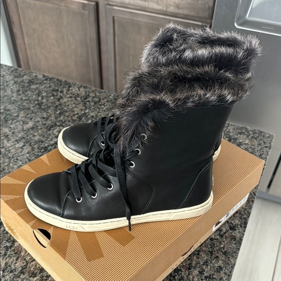 UGG Women's Black Fur-Trimmed Sneakers - Picture 7 of 10